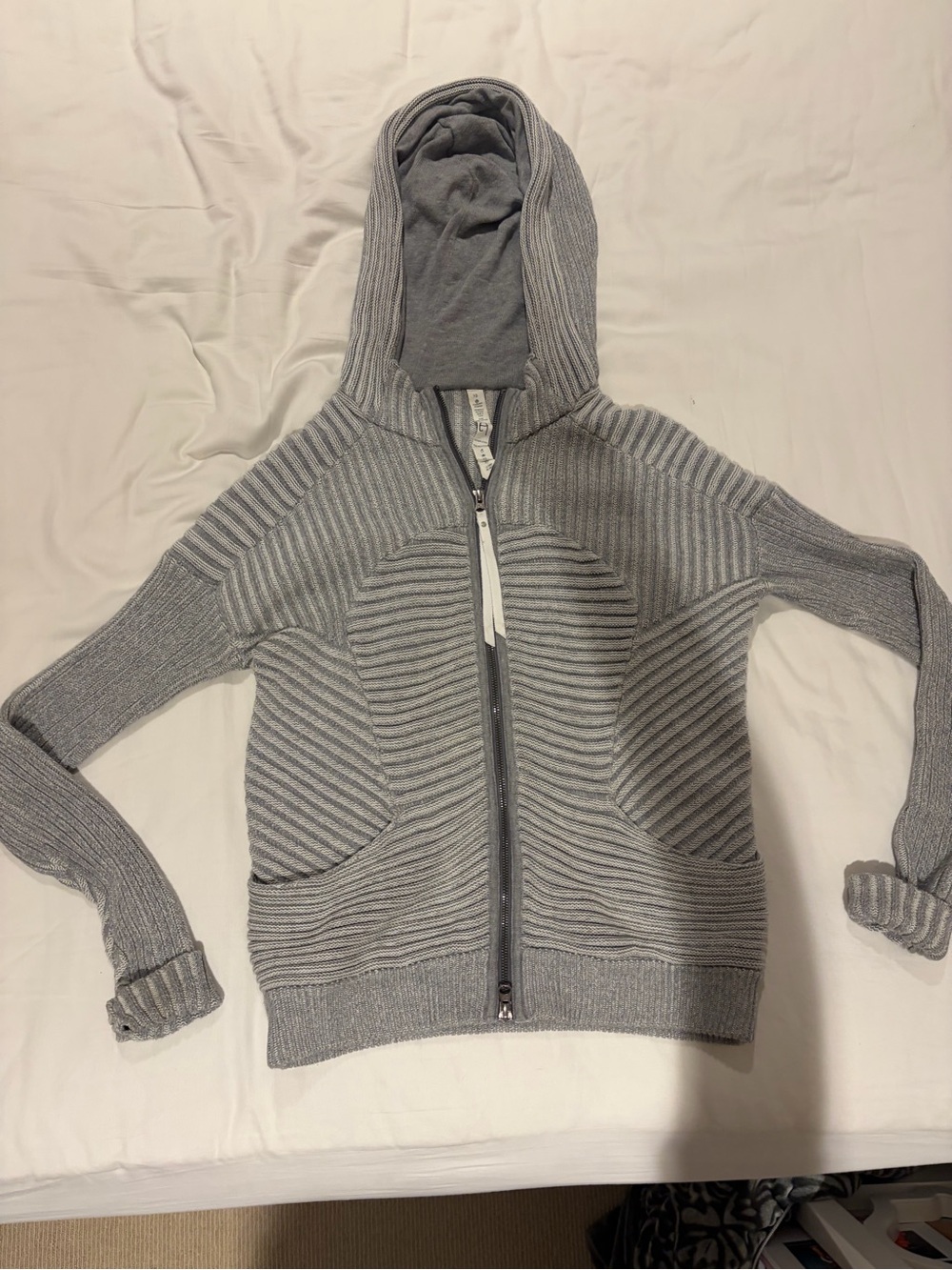 Vintage Lululemon Embrace Ribbed Knit Full-Zip Hoodie Sweater - Size 10